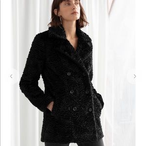 &OtherStories faux fur double breasted coat size 4